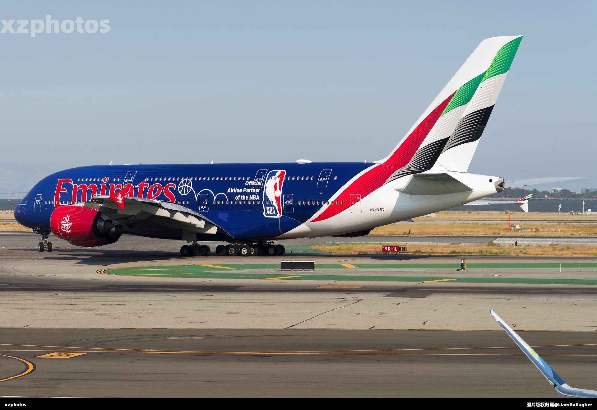 Emirates NBA Special Paint Scheme taxiing for departure
